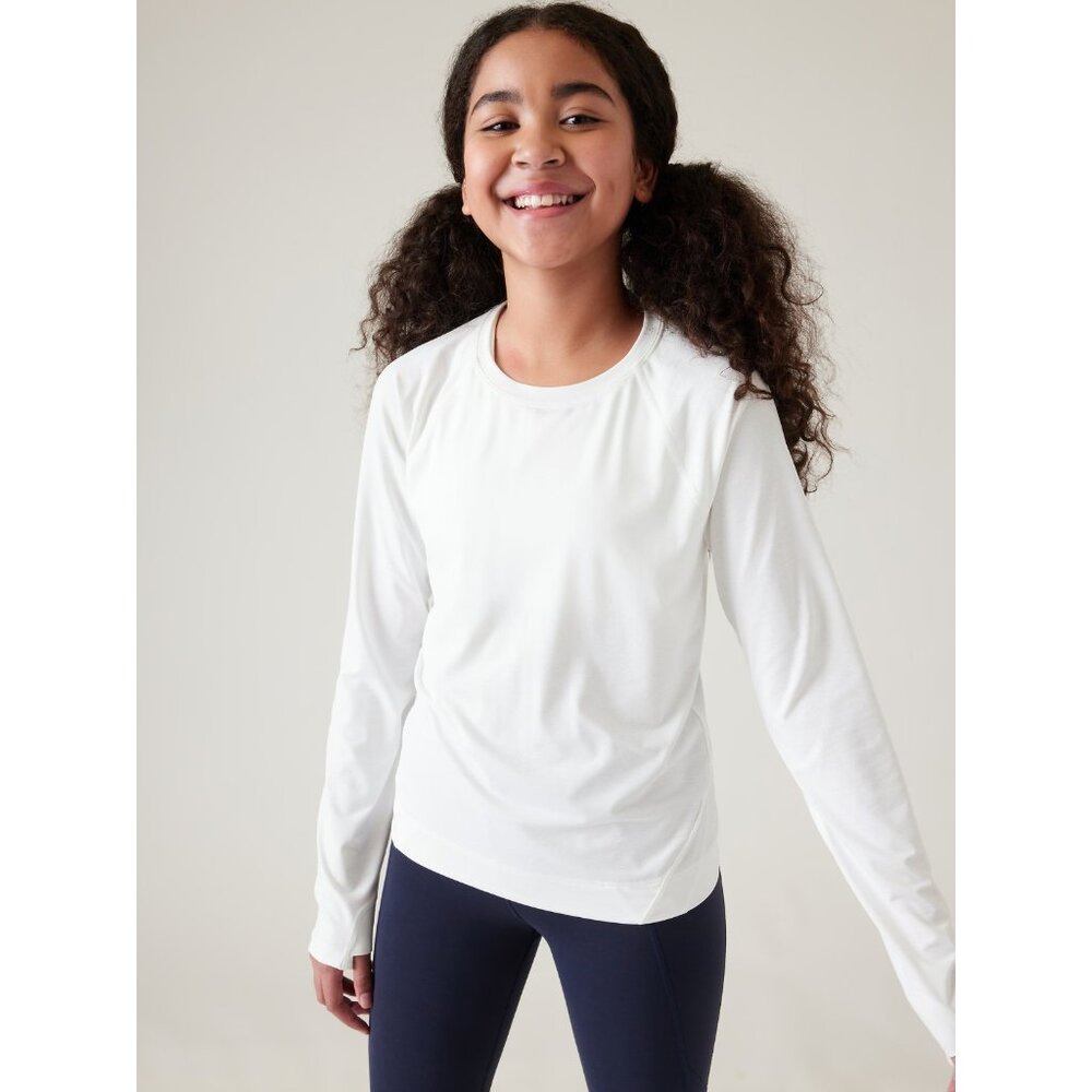 Athleta Girl M Supima Oversized Top White Medium 8-10